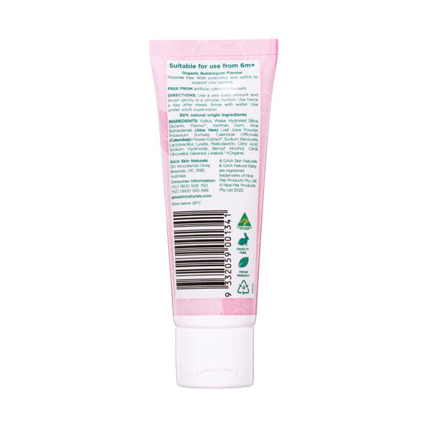Gaia Natural Baby Probiotic Bubblegum Toothpaste 50g