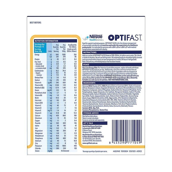 Optifast VLCD Shake Banana 12 x 53g Sachets