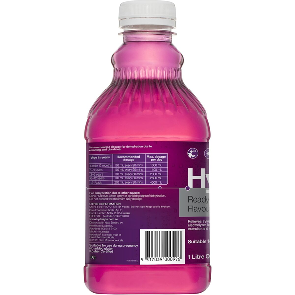 Hydralyte Ready To Use Apple Blackcurrant 1L Electrolyte Solution
