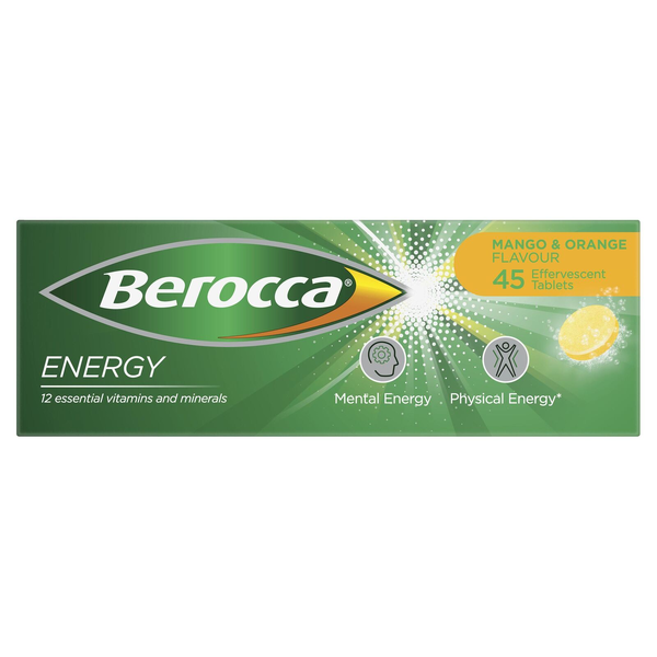 Berocca Energy Mango & Orange 45 Effervescent Tablets