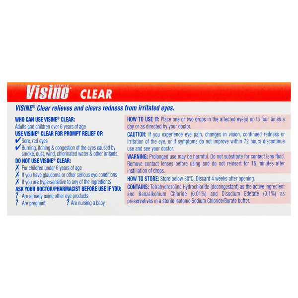 Visine Clear Eye Drops 15ml