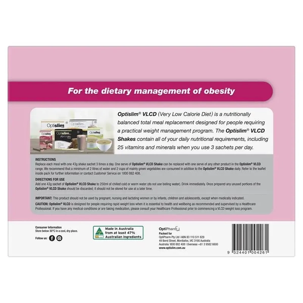 Optislim VLCD Shake Strawberry 21 x 43g Sachets
