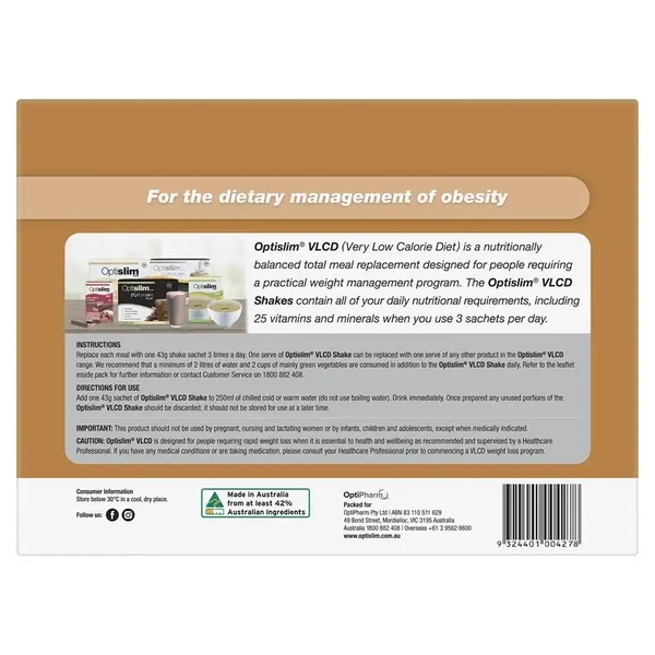 Optislim VLCD Shake Salted Caramel 21 x 43g Sachets