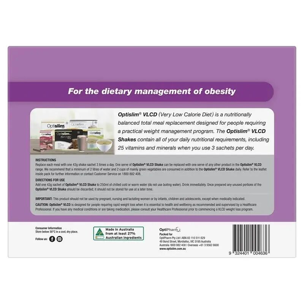 Optislim VLCD Shake Variety Pack 21 x 43g Sachets