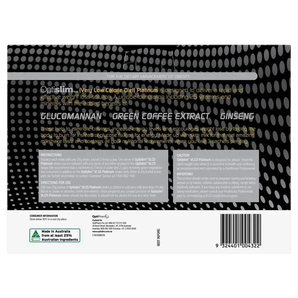 Optislim VLCD Platinum Chocolate 21 x 25g Sachets