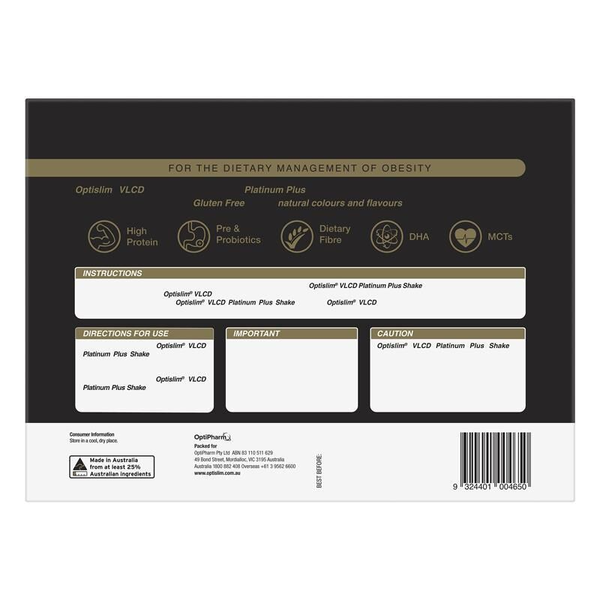Optislim VLCD Platinum Plus Vanilla 18 x 53g Sachets