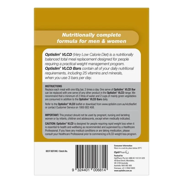 Optislim VLCD 5 Bar Pack Peanut Butter