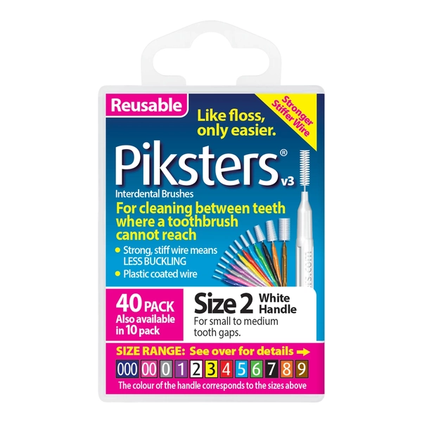 Piksters Interdental Brushes Size 2 White 40 Pack