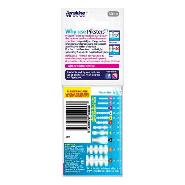 Piksters Interdental Brushes Size 0 Grey 10 Pack