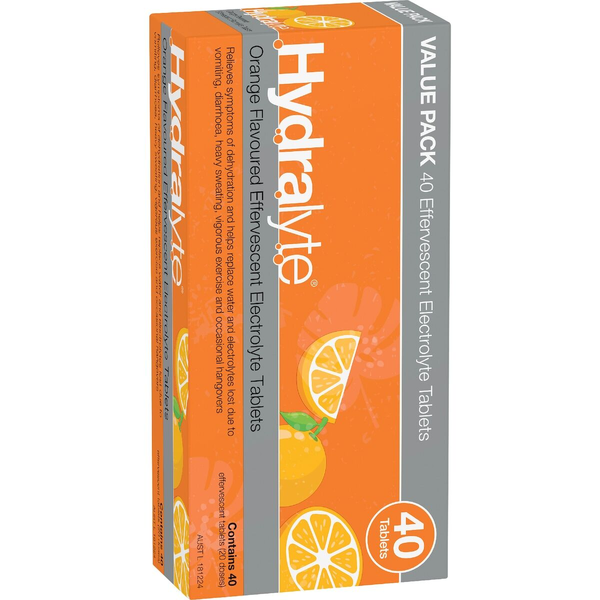 Hydralyte Orange 40 Effervescent Electrolyte Tablets
