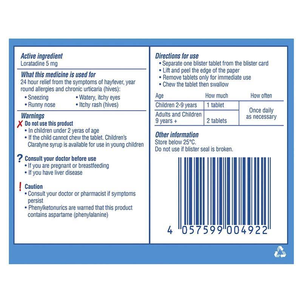 Claratyne Children's 5mg Grape Flavoured 10 Chewable Tablets