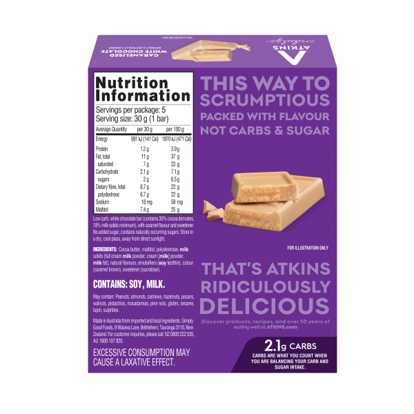 Atkins Low Carb Endulge 5 Bar Pack Caramelised White Chocolate