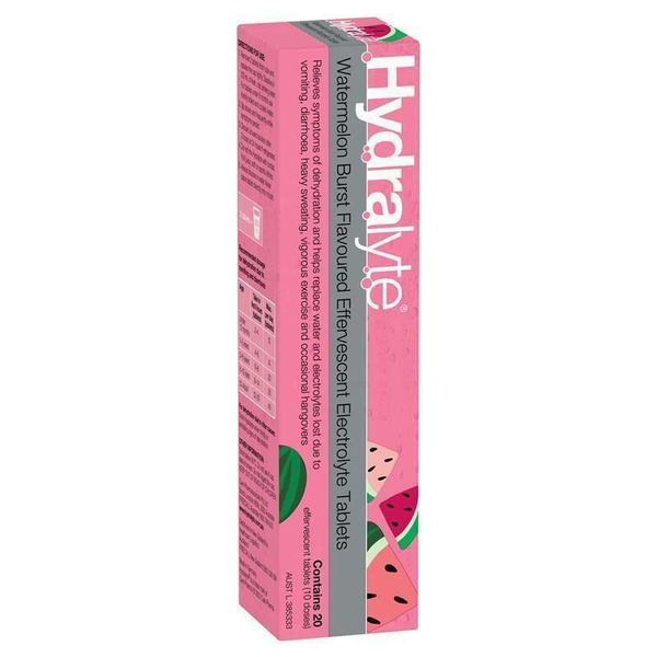 Hydralyte Watermelon Burst 20 Effervescent Electrolyte Tablets