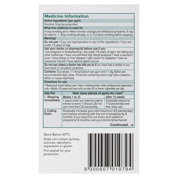 Nicorette Gum Icy Mint Regular Strength 2mg 75 Chewing Gums
