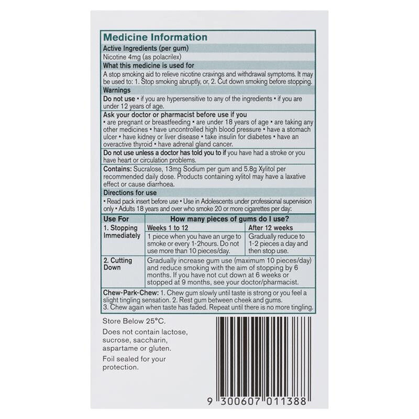 Nicorette Gum Fresh Fruit Extra Strength 4mg 75 Chewing Gums
