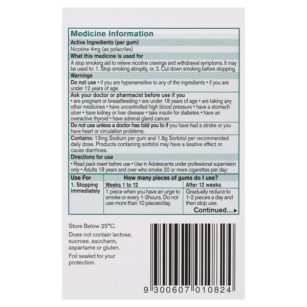 Nicorette Gum Classic Extra Strength 4mg 75 Chewing Gums