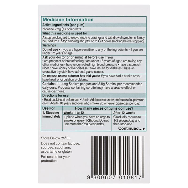 Nicorette Gum Classic Regular Strength 2mg 75 Chewing Gums