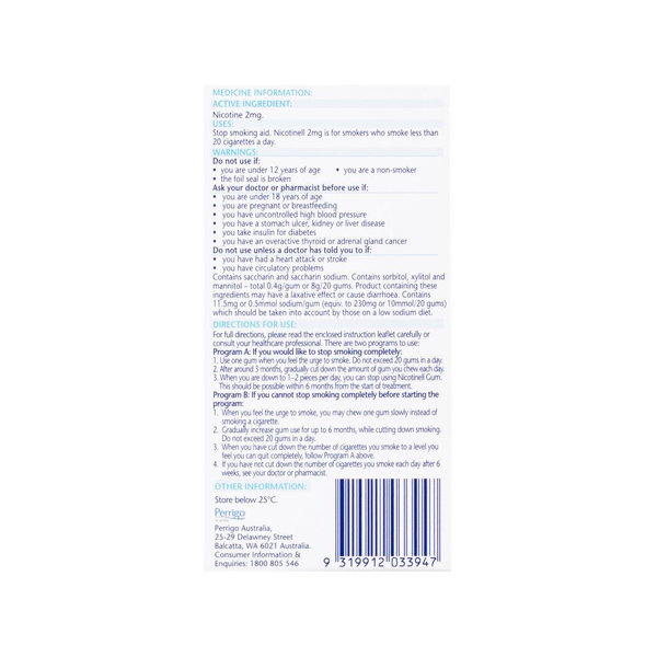 Nicotinell Regular Strength 2mg Mint Chewing Gum 24 Pieces