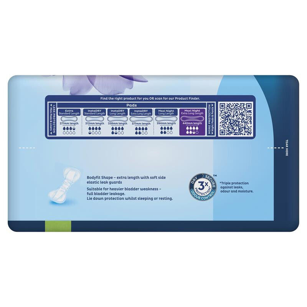Tena Pads Maxi Night Extra Long Length 14 Pads