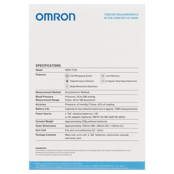 Omron HEM-7120 Blood Pressure Monitor Basic Medium Cuff