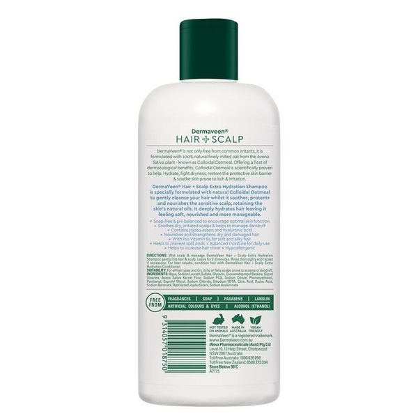 DermaVeen Hair + Scalp Extra Hydration Shampoo 500ml