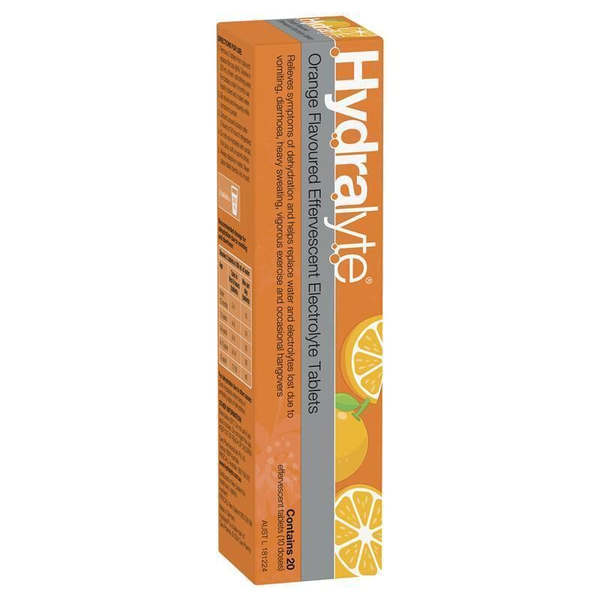 Hydralyte Orange 20 Effervescent Electrolyte Tablets