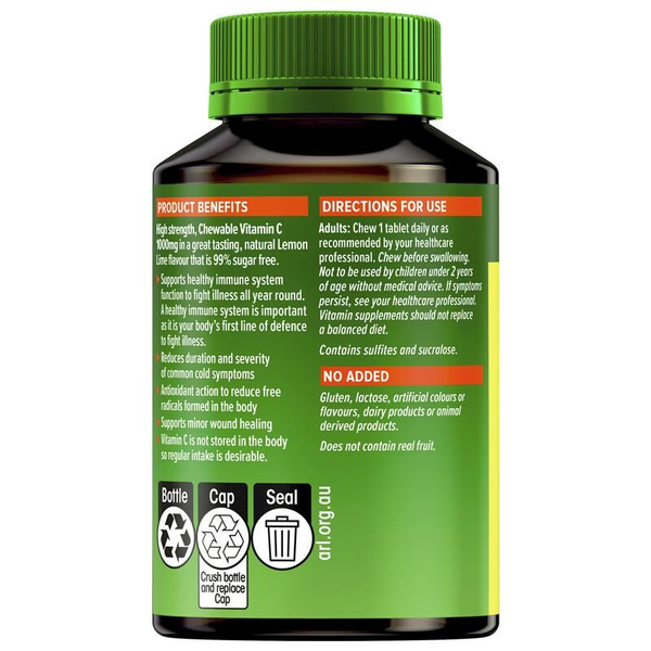 Cenovis Chewable Mega C 1000mg 60 Lemon Lime Tablets
