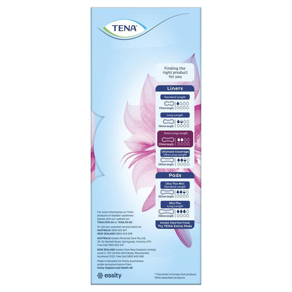 Tena Liners Extra Long Length 24 Liners