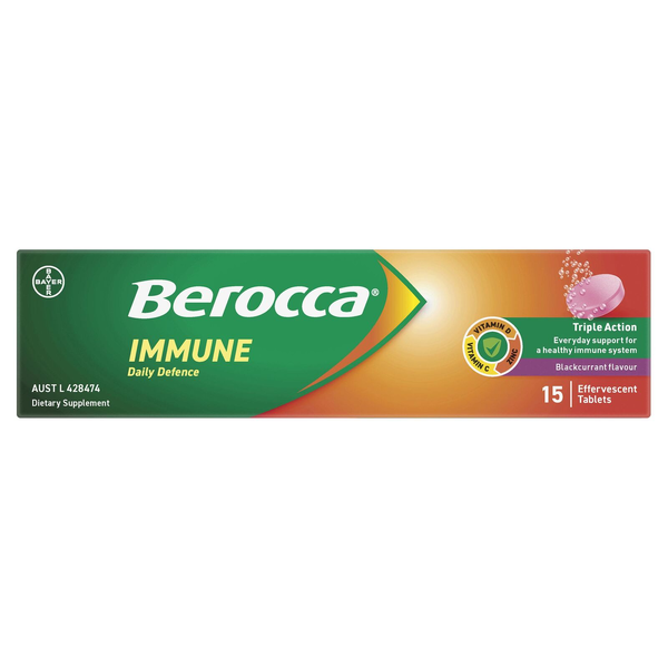Berocca Immune Daily Defence Blackcurrant 15 Effervescent Tablets