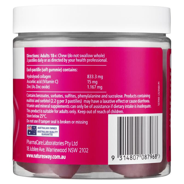 Nature's Way Beauty Collagen Peptides + Vit C 45 Berry Flavour Gummies