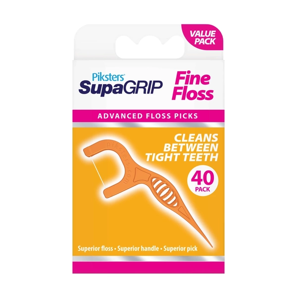 Piksters SupaGRIP Fine Floss Advanced Floss Picks 40 Pack
