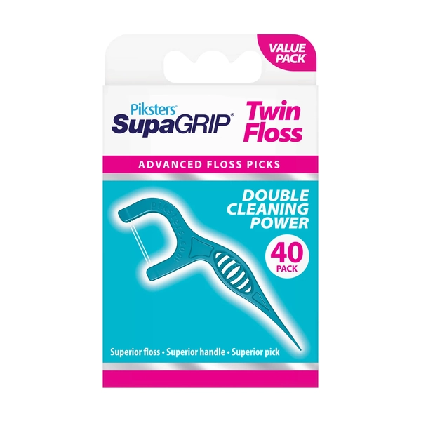 Piksters SupaGRIP Twin Floss Advanced Floss Picks 40 Pack