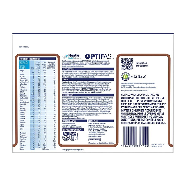 Optifast VLCD Shake Chocolate 18 x 53g Sachets