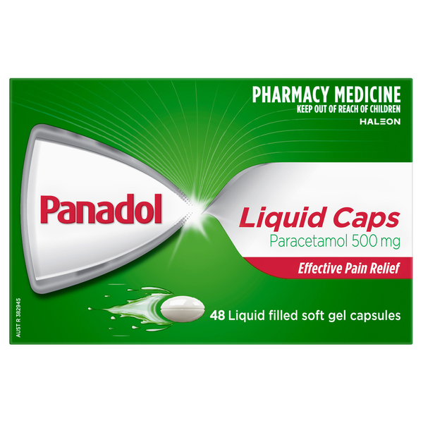 Panadol Liquid Caps 500mg 48 Soft Gel Capsules