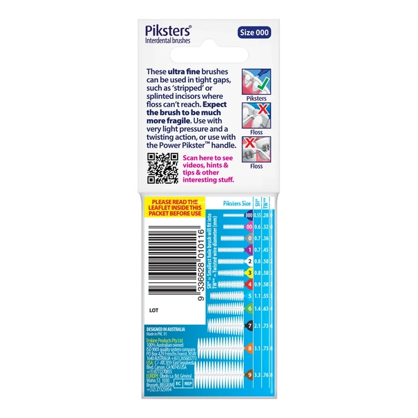 Piksters Interdental Brushes Size 000 Navy 10 Pack