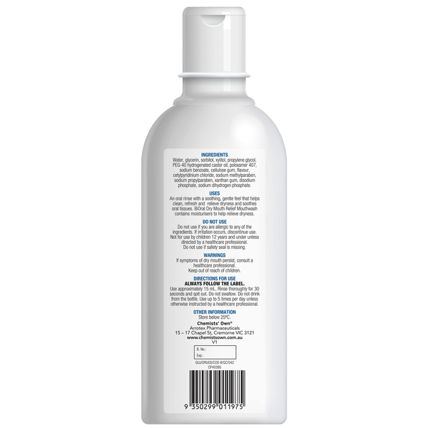 Chemists' Own BiOral Dry Mouth Relief Mouthwash 470ml