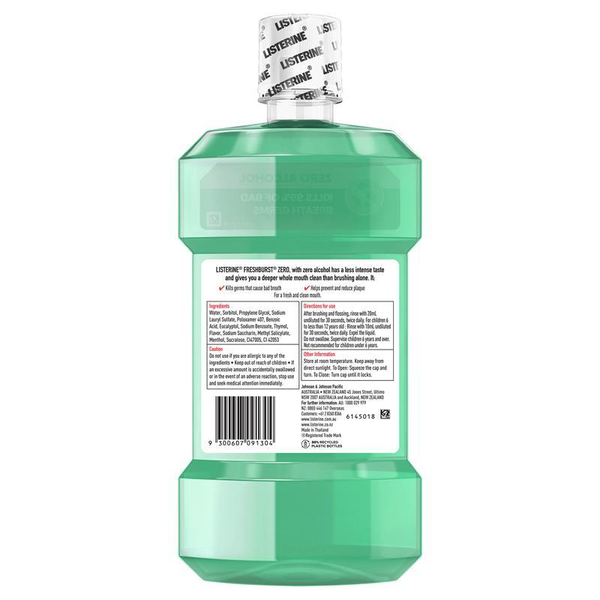 Listerine Freshburst Antibacterial Mouthwash Zero Alcohol 750ml