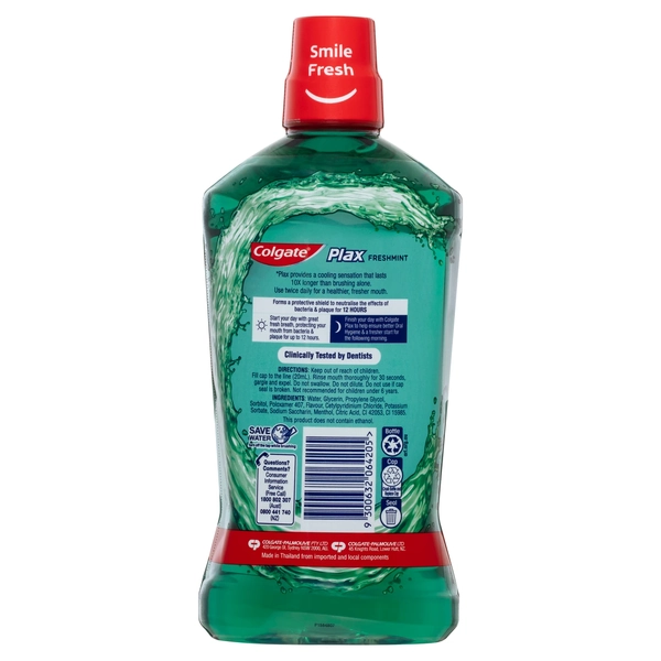 Colgate Plax Freshmint Alcohol Free Mouthwash 1L