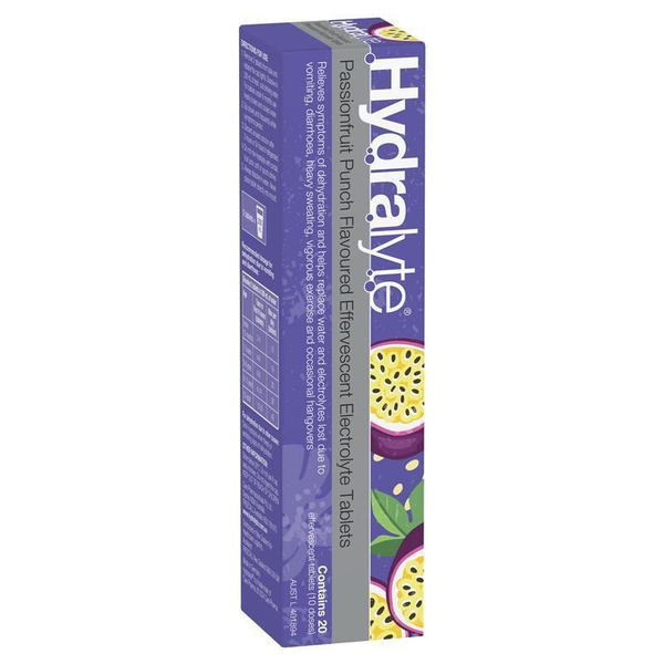 Hydralyte Passionfruit Punch 20 Effervescent Electrolyte Tablets