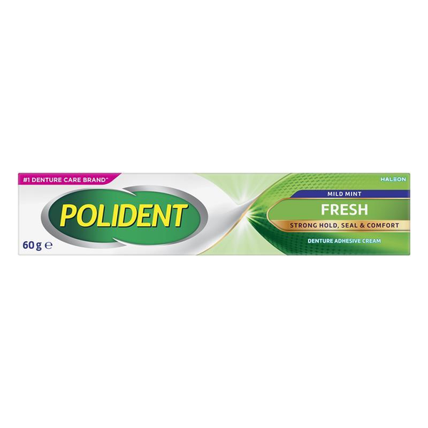 Polident Denture Adhesive Cream Fresh Mild Mint 60g