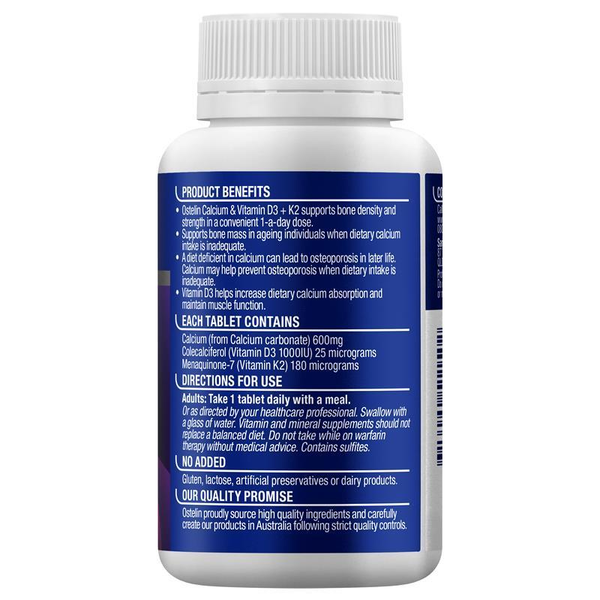 Ostelin Calcium & Vitamin D3 + K2 60 Tablets