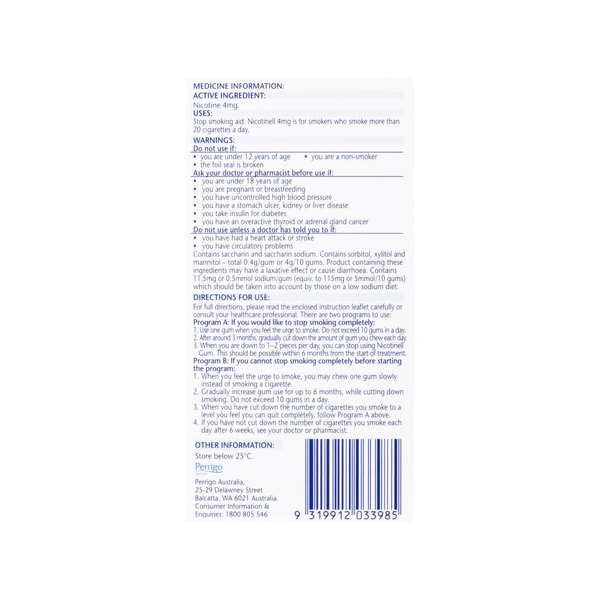 Nicotinell Extra Strength 4mg Fruit Chewing Gum 24 Pieces