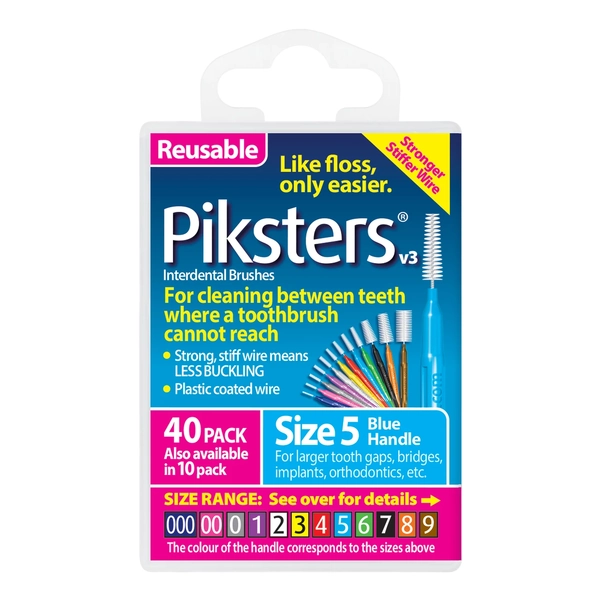 Piksters Interdental Brushes Size 5 Blue 40 Pack