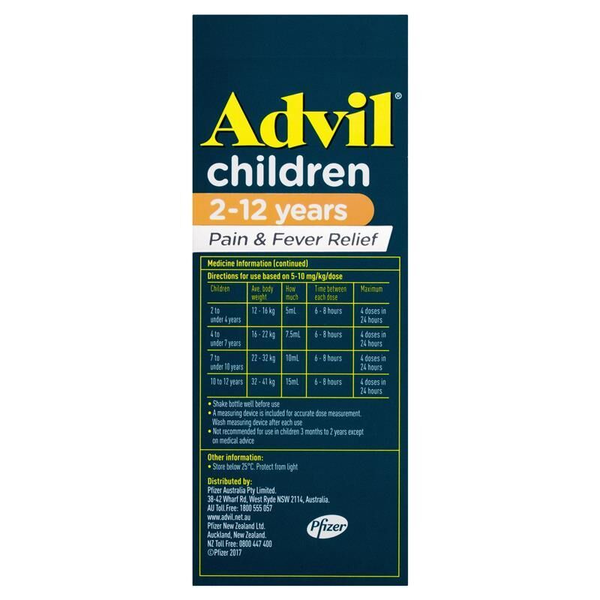 Advil Children Pain and Fever Relief 200ml Oral Suspension