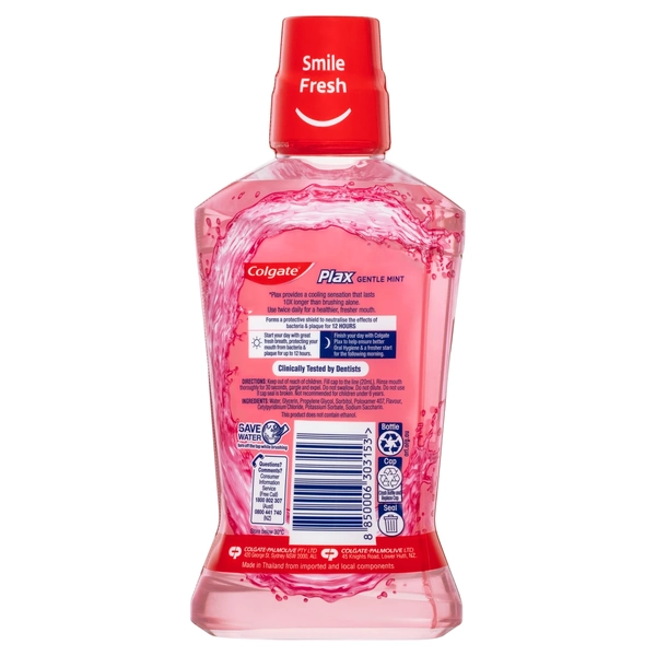 Colgate Plax Gentle Mint Alcohol Free Mouthwash 500ml
