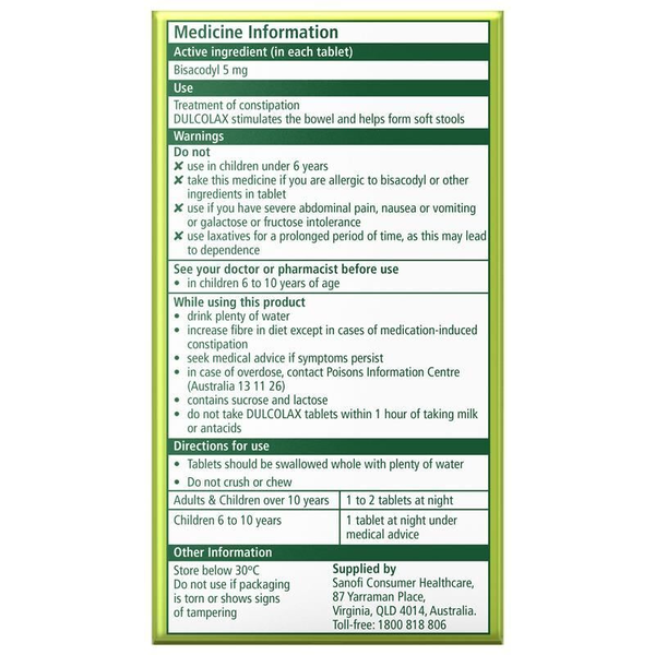Dulcolax Laxative 5mg 50 Tablets