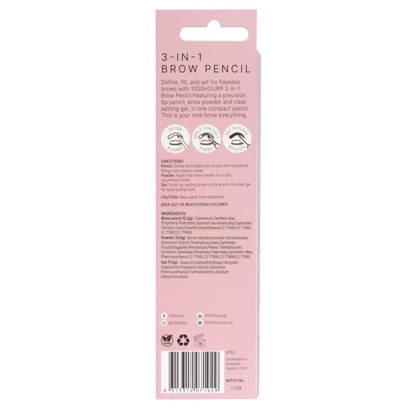 1000 Hour 3 in 1 Brow Pencil 2.1g - Medium Brown