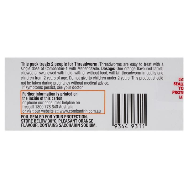 Combantrin-1 Treatment for Threadworm 2 Tablets