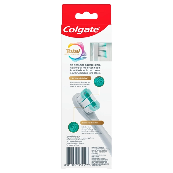 Colgate Total Active Prevention Replacement Soft Brush Heads 2 Pack
