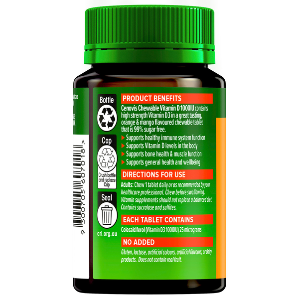 Cenovis Chewable Vitamin D 1000IU 90 Tablets